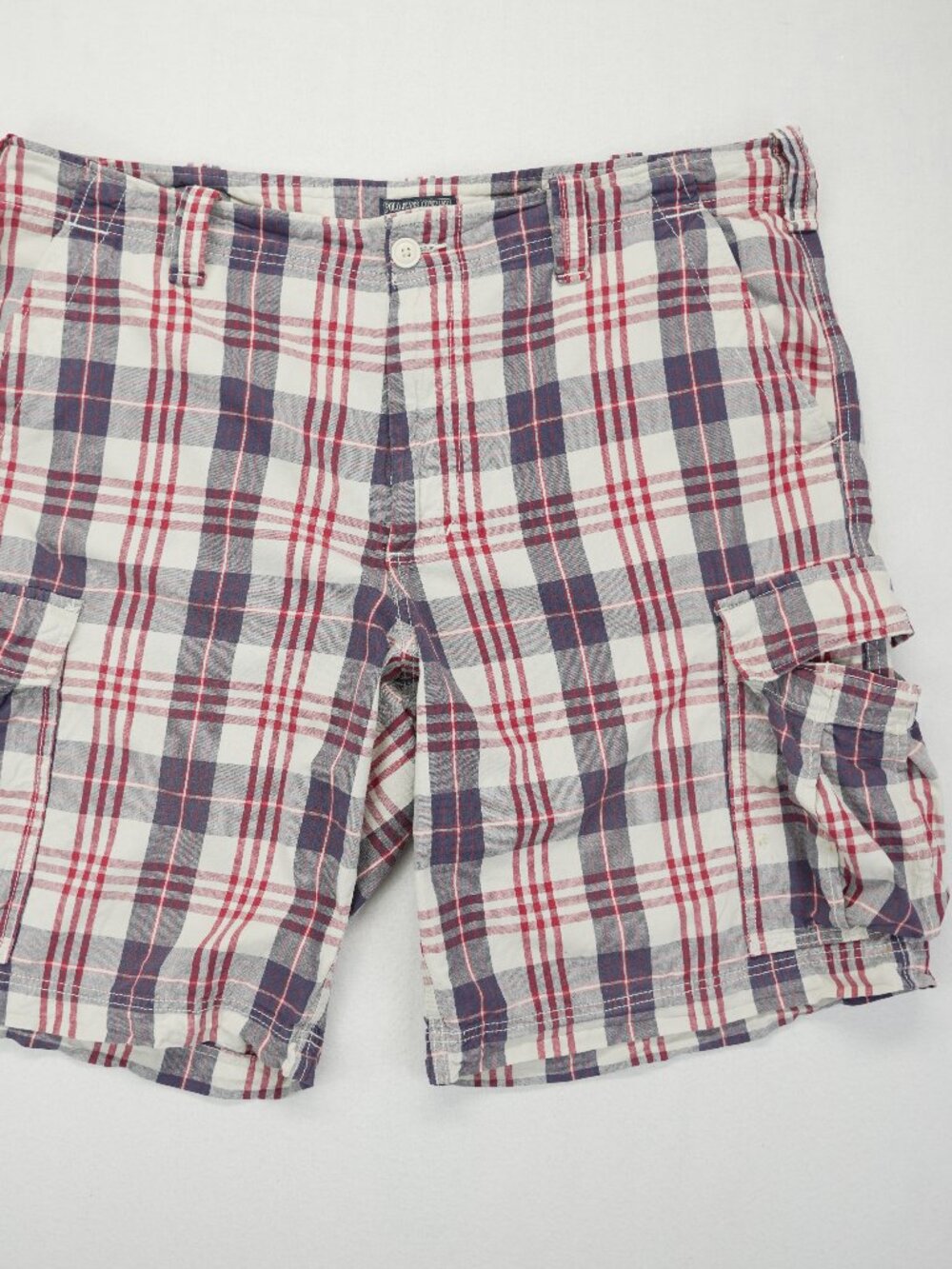 Polo Jeans Co Ralph Lauren Mens 40 Plaid‎ Cargo Shorts Blue Red White 11" Inseam